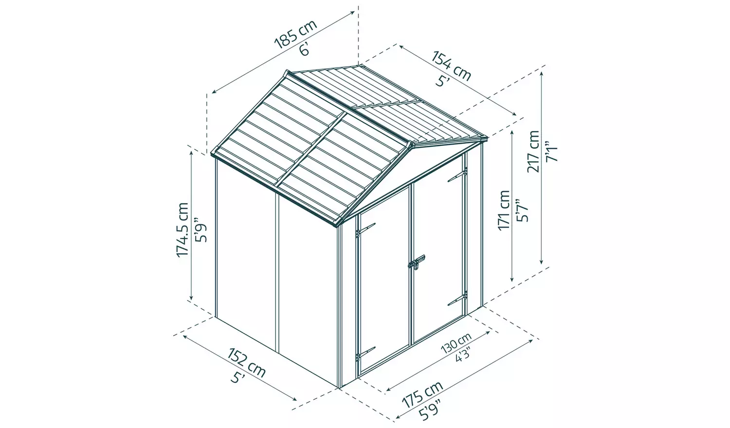 PalramCanopia Rubicon Plastic Grey Garden Shed - 6 x 5ft