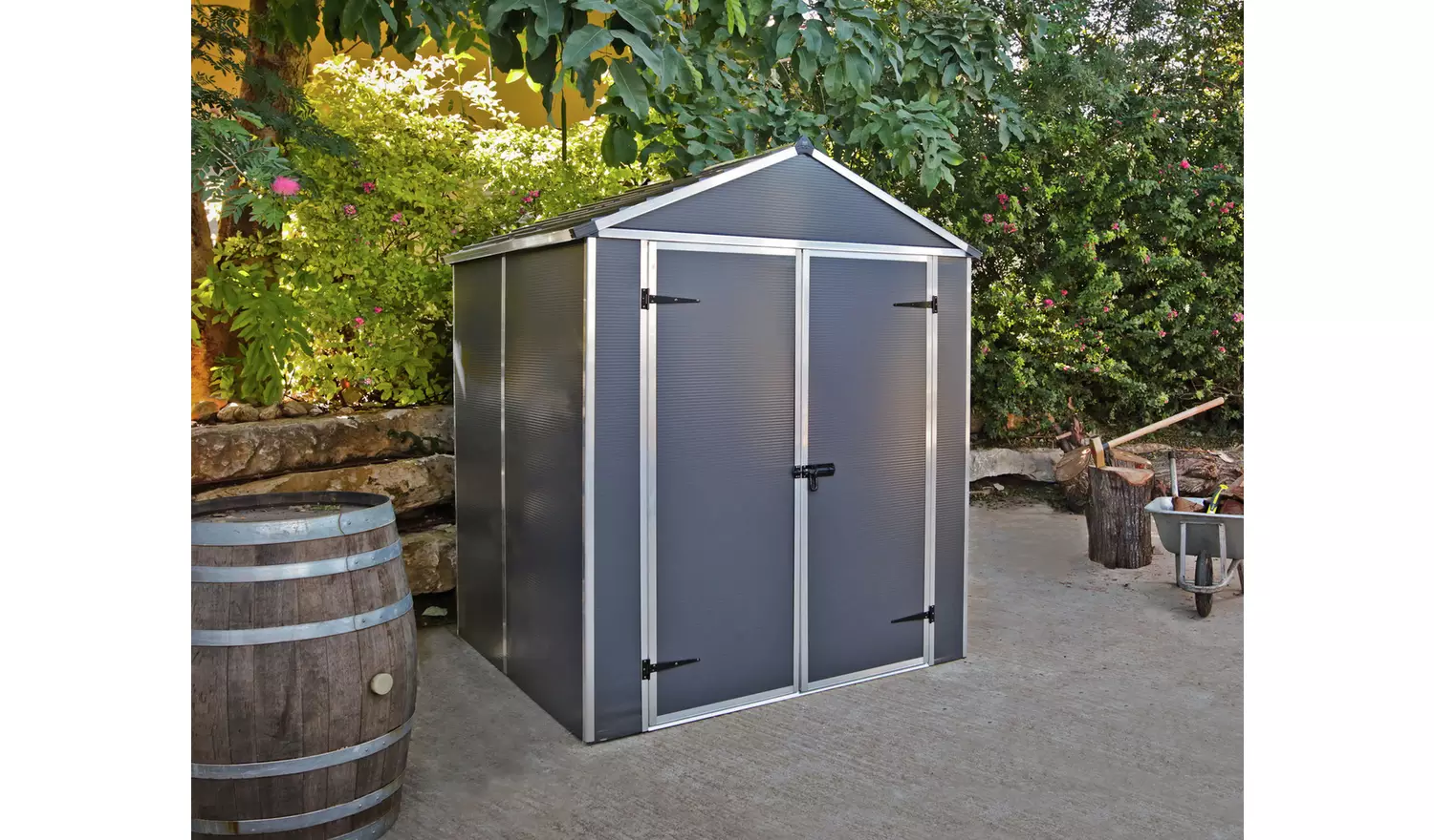 PalramCanopia Rubicon Plastic Grey Garden Shed - 6 x 5ft