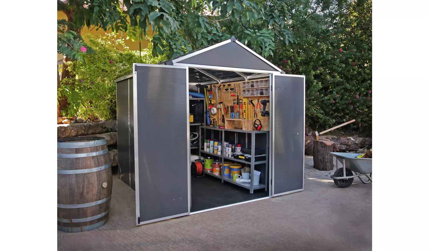 PalramCanopia Rubicon Plastic Grey Garden Shed - 6 x 8ft