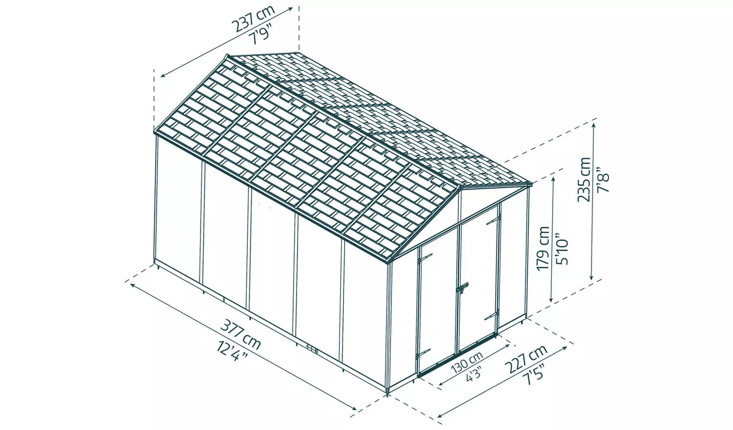 Palram Canopia Rubicon Plastic Grey Garden Shed - 8 x 12ft
