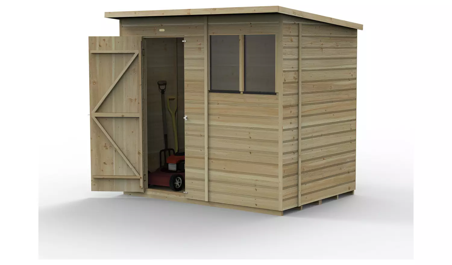 Forest Beckwood Shiplap 2 Windows Pent Shed - 7 x 5ft