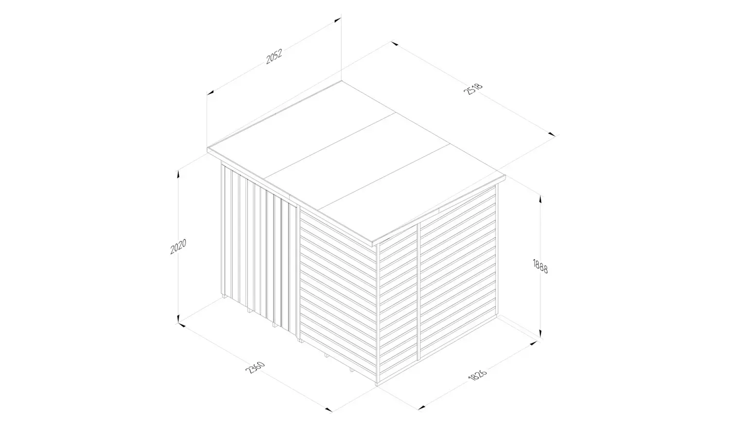 Forest Beckwood Shiplap Windowless Pent Shed - 8 x 6ft