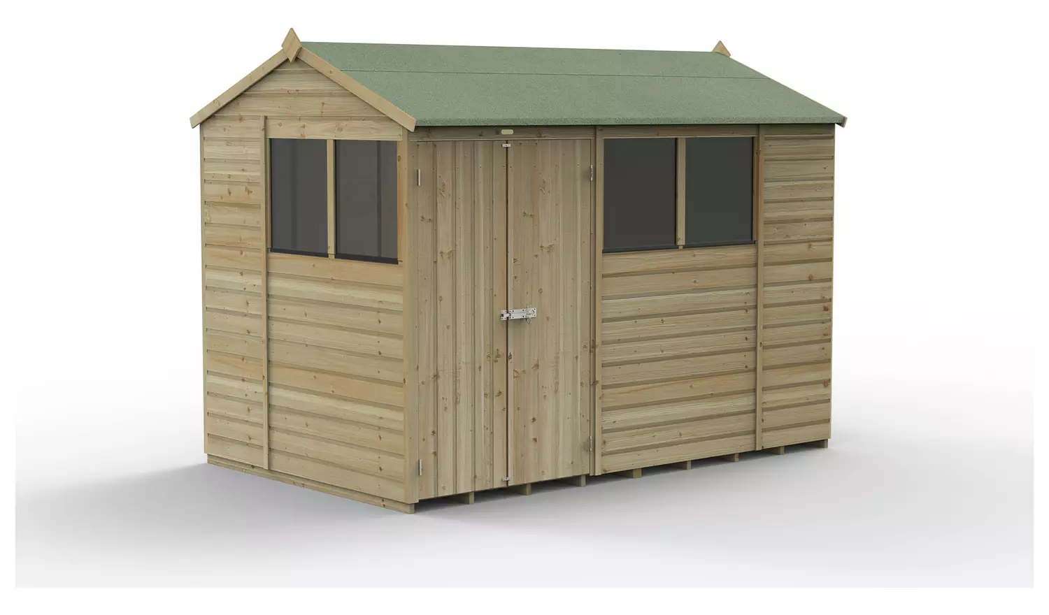 Forest Beckwood Shiplap 4 Clear Window Apex Shed - 10 x 6ft