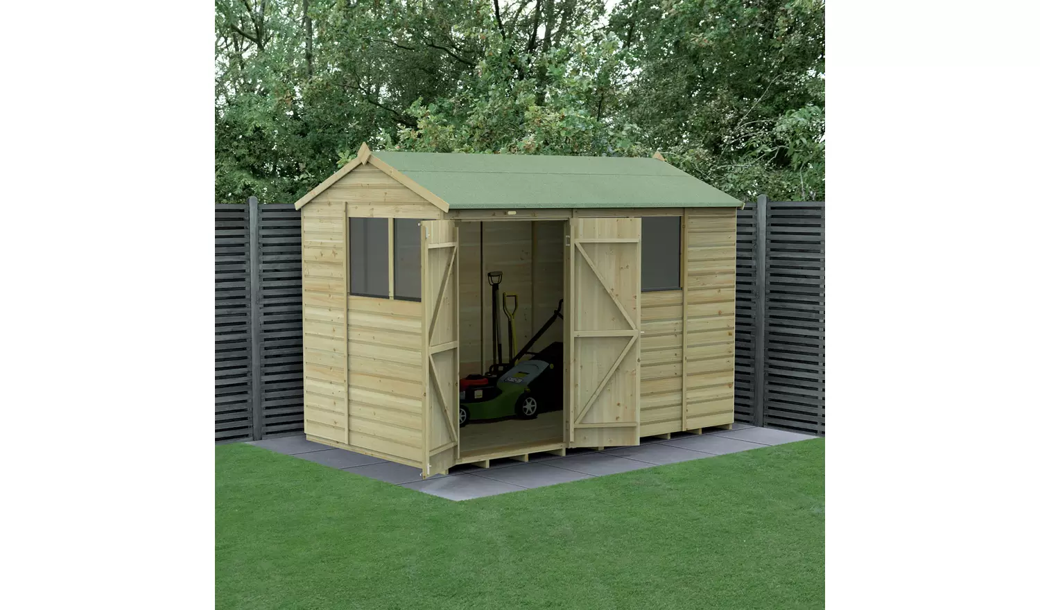 Forest Beckwood Shiplap 4 Clear Window Apex Shed - 10 x 6ft