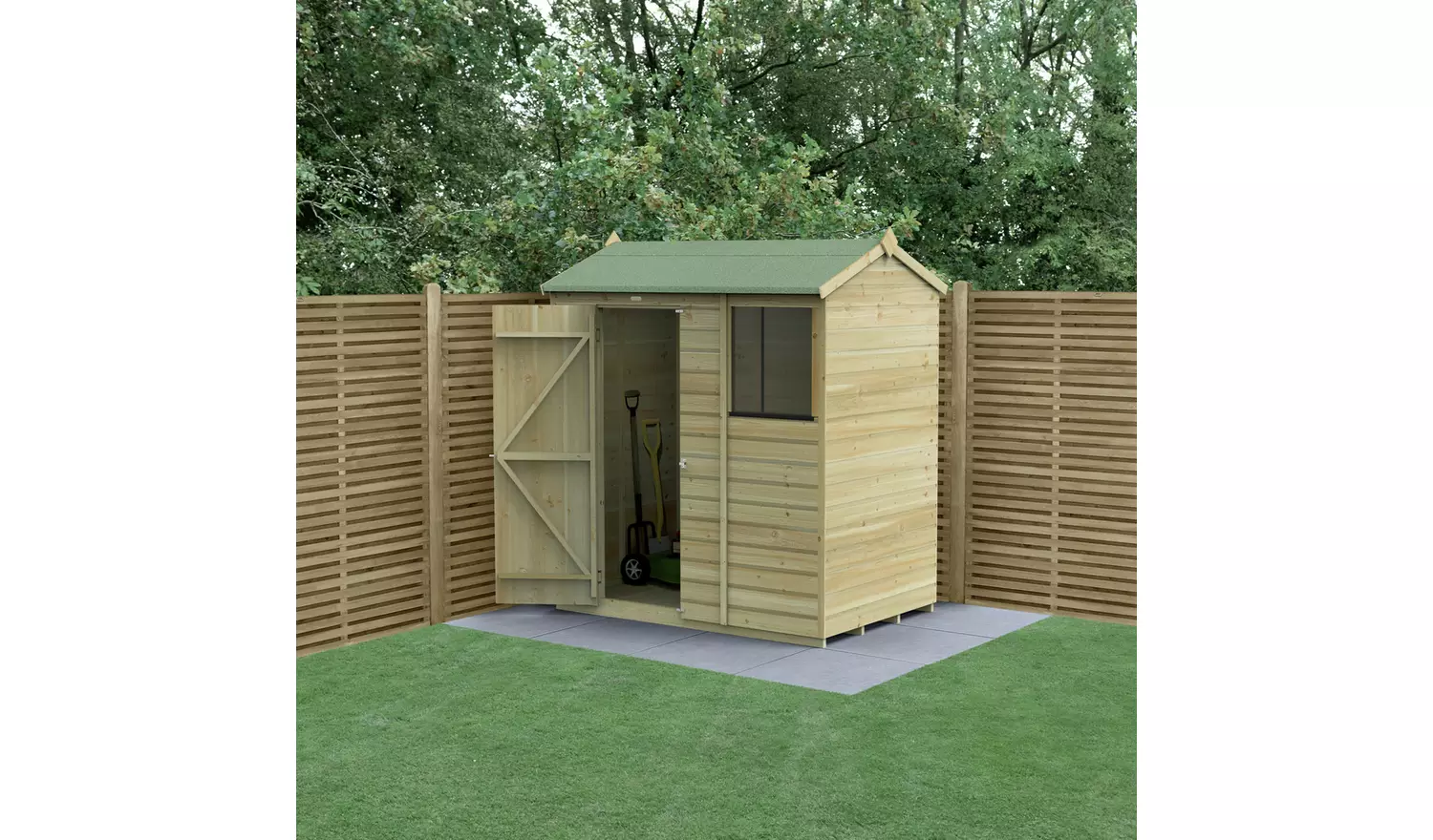 Forest Beckwood Shiplap 1 Window Reverse Apex Shed - 6 x 4ft