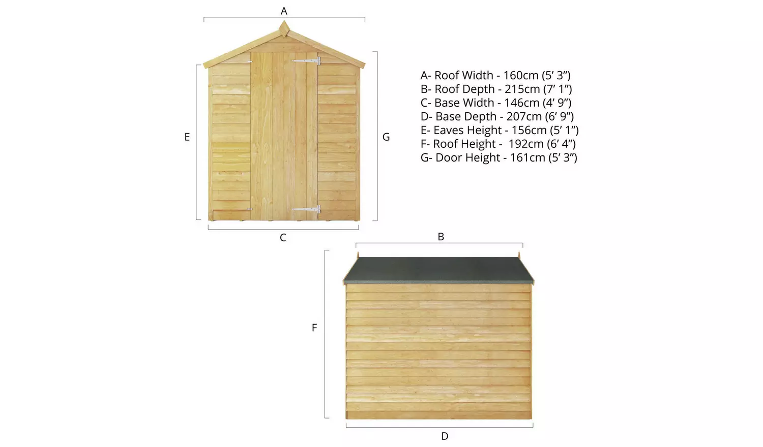 Mercia Wooden Overlap Windowless Shed 7 x 5ft