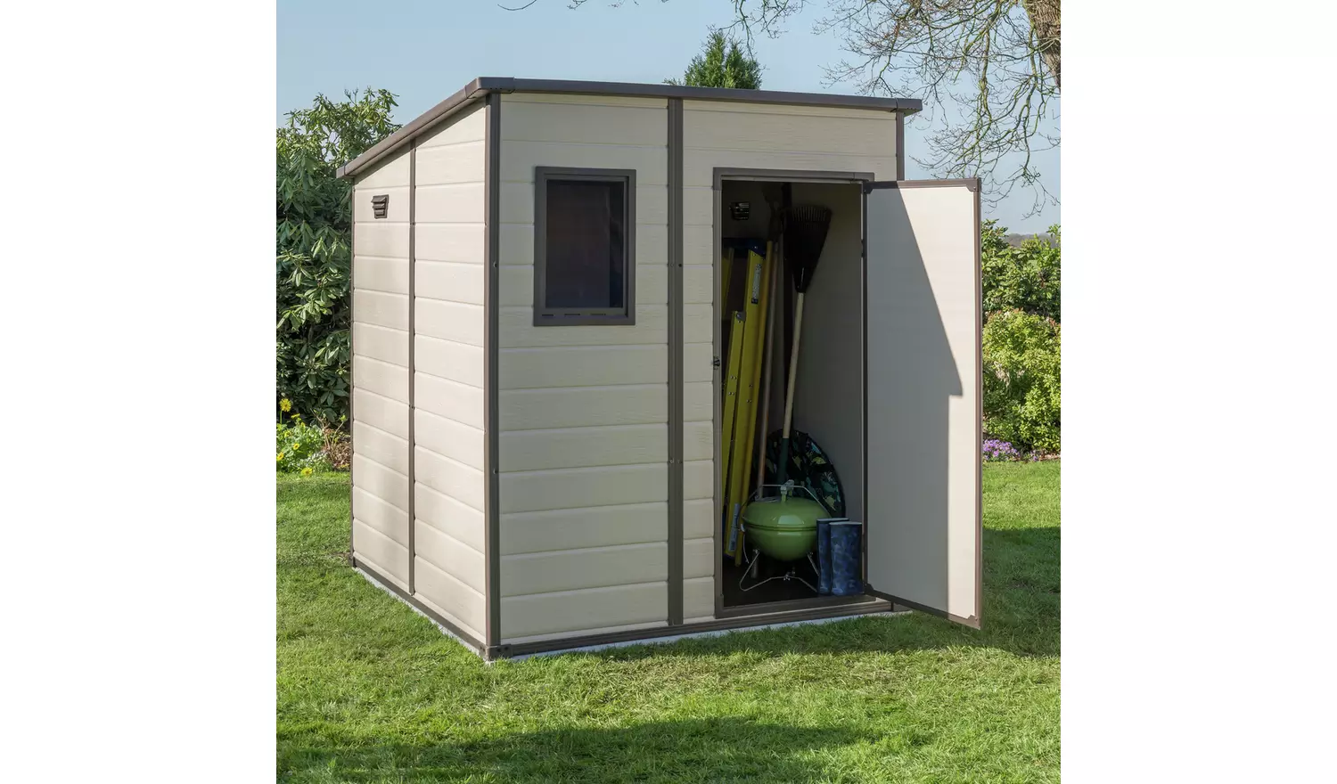 Keter Manor Pent Outdoor Garden Storage Shed 6 x 6ft - Brown