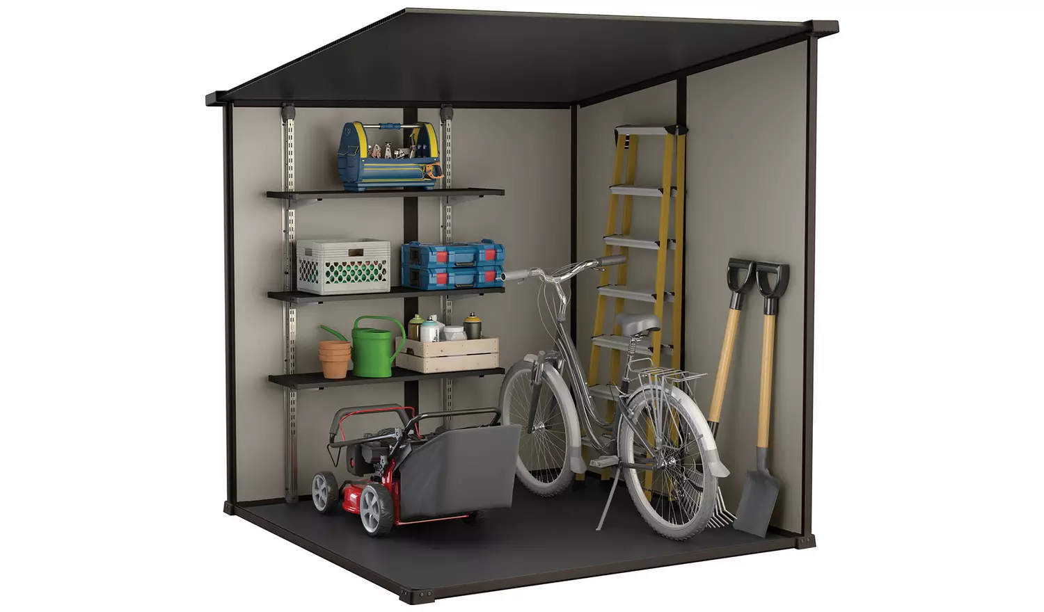 Keter Manor Pent Outdoor Garden Storage Shed 6 x 6ft - Brown