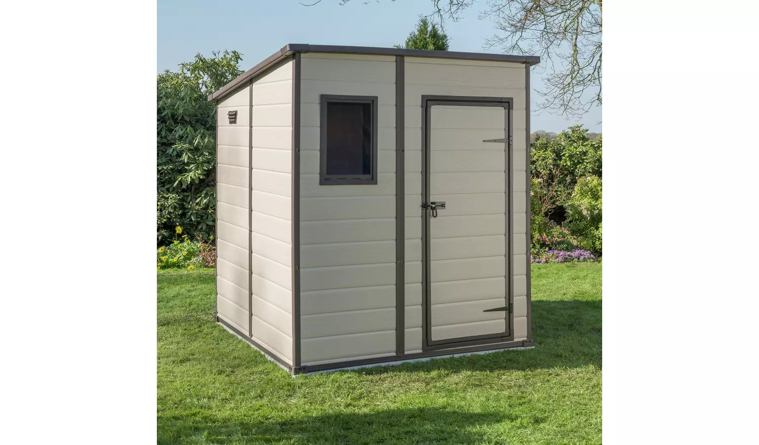 Keter Manor Pent Outdoor Garden Storage Shed 6 x 6ft - Brown
