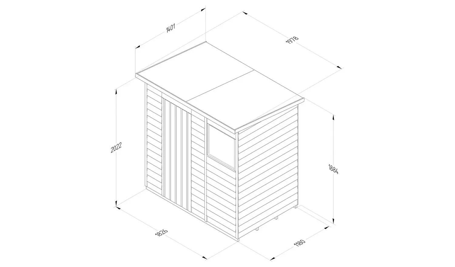 Forest Garden Overlap Pressure Treated Pent Shed - 6 x 4ft