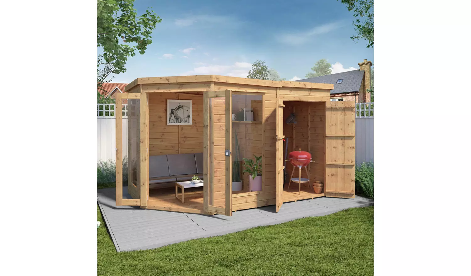 Mercia Corner Summerhouse with Shed - 7 x 7ft