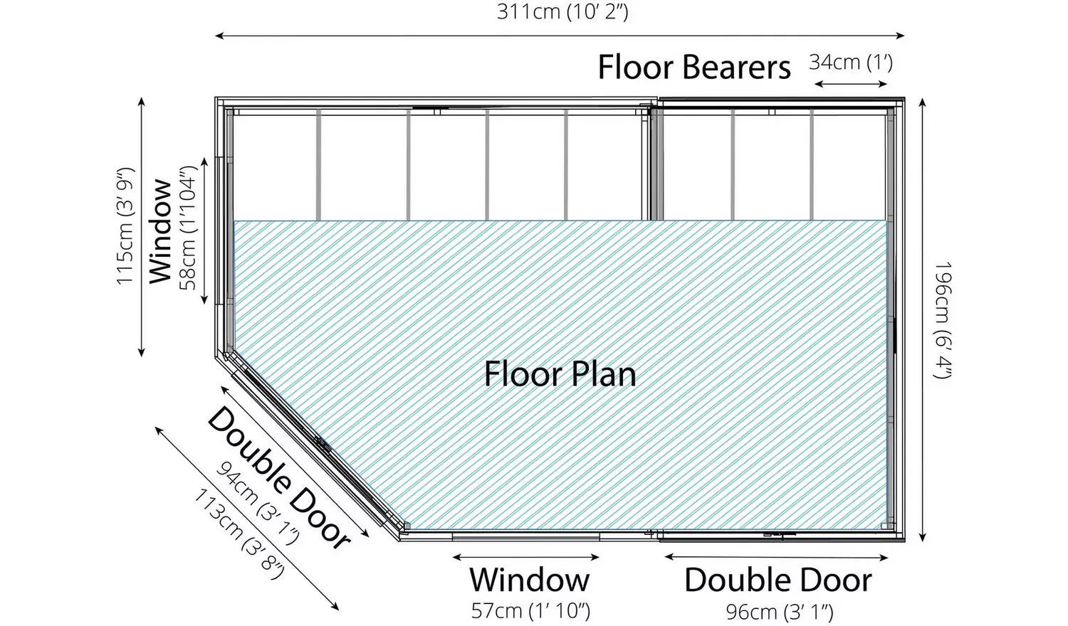 Mercia Corner Summerhouse with Shed - 7 x 7ft