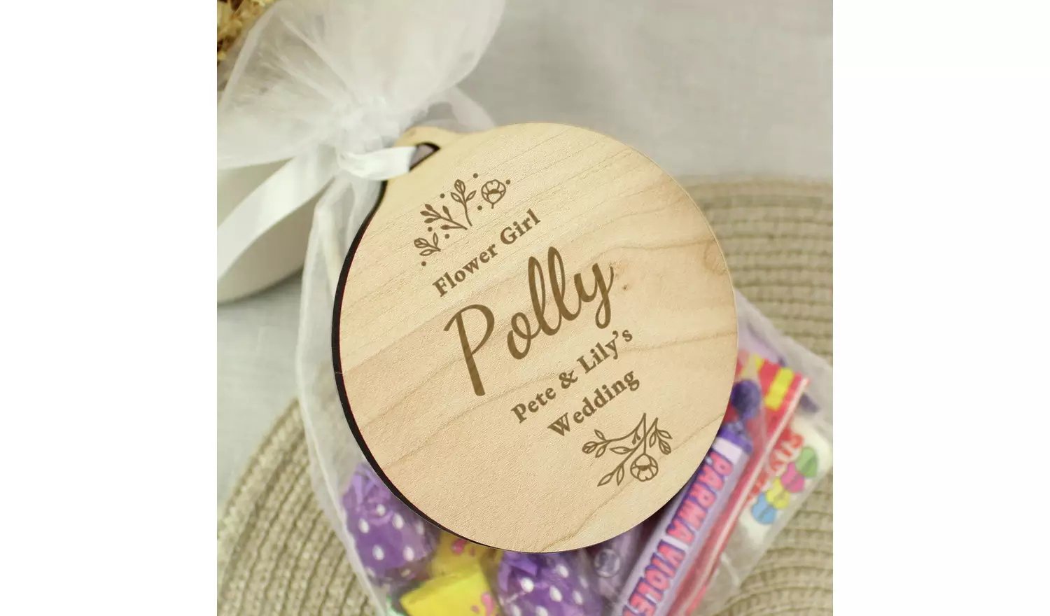 Personalised Message Wedding Party Wooden Tag