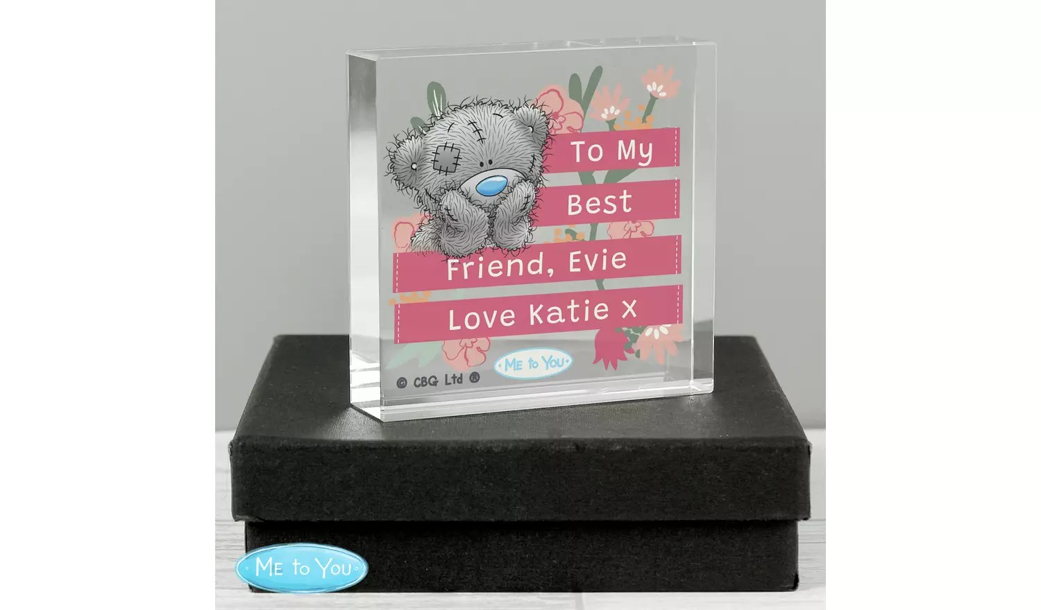 Personalised Message Me To You Floral Crystal Token