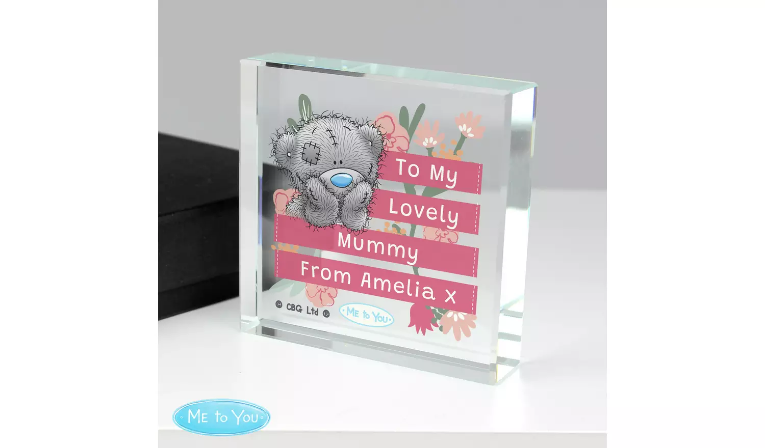 Personalised Message Me To You Floral Crystal Token