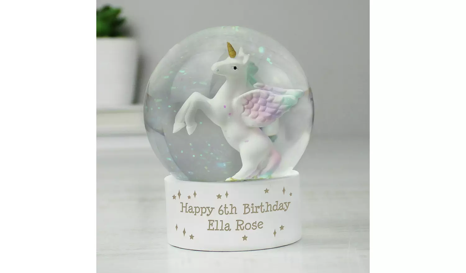 Personalised Message Unicorn Snow Globe