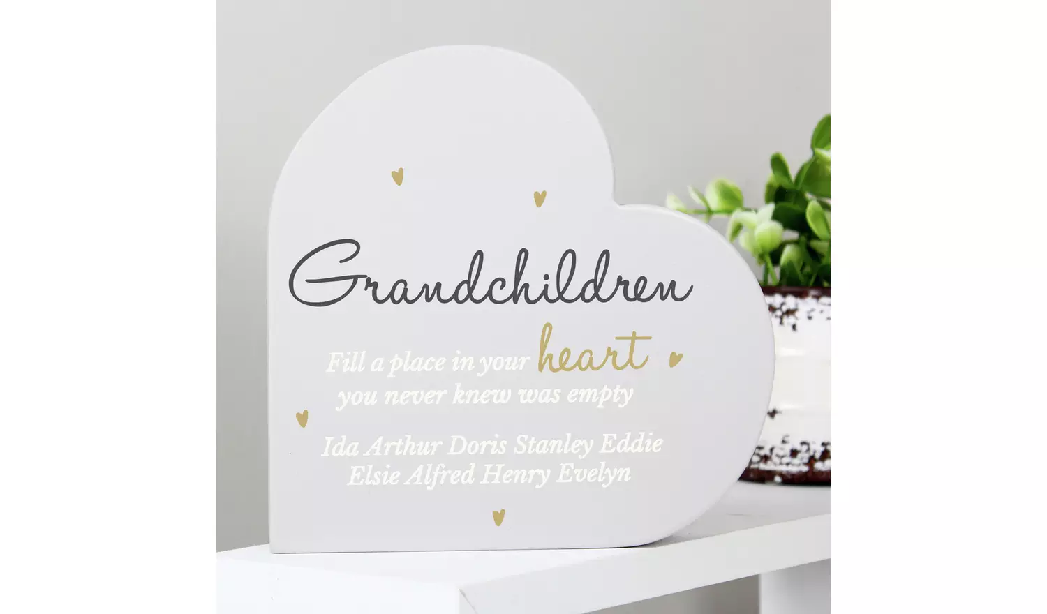 Personalised Message Grandchildren Standing Heart Ornament