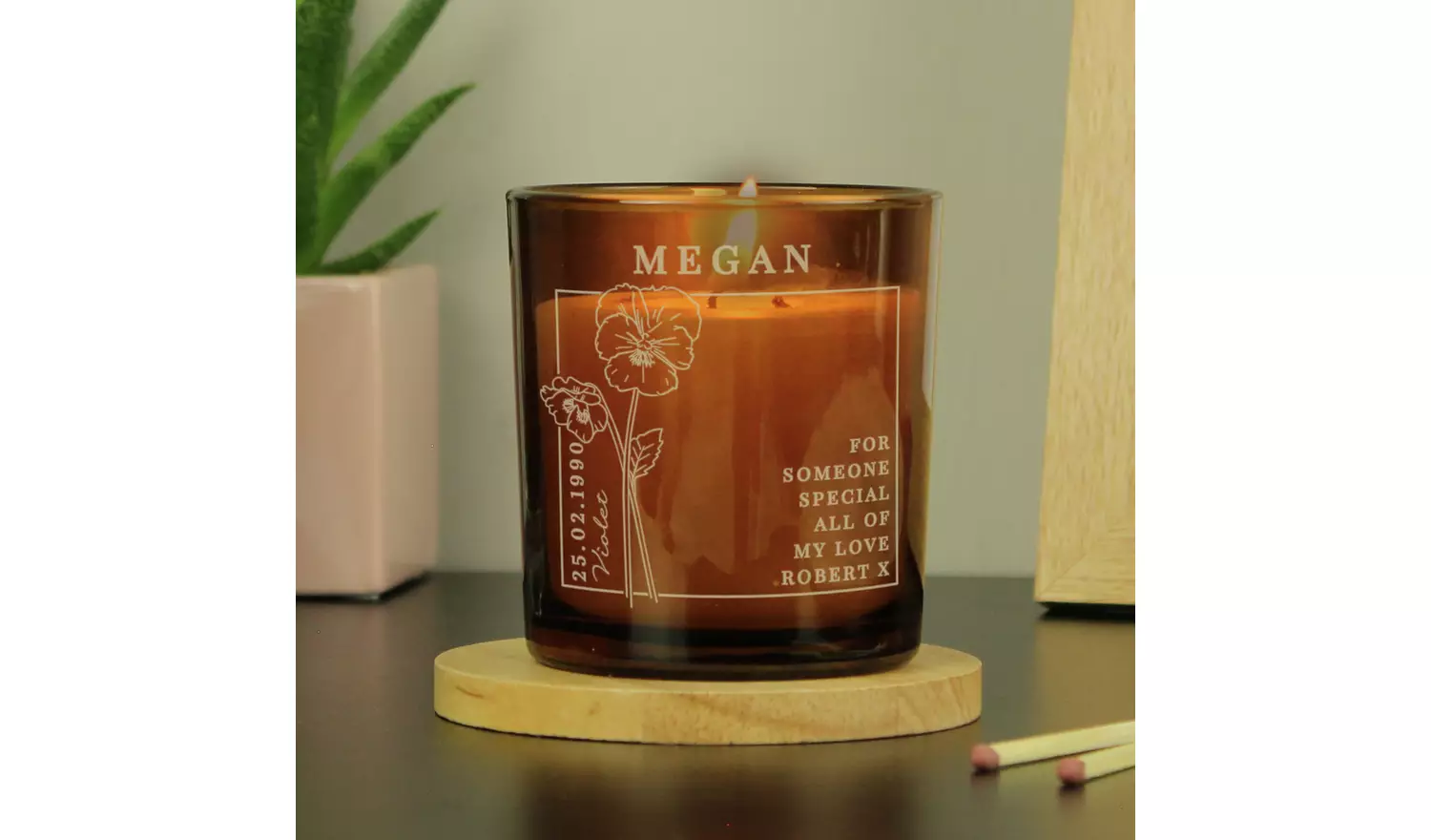 Personalised Message February Birth Candle - Vanilla