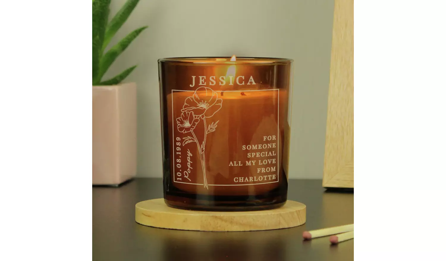 Personalised Message August Birth Flower Candle - Vanilla