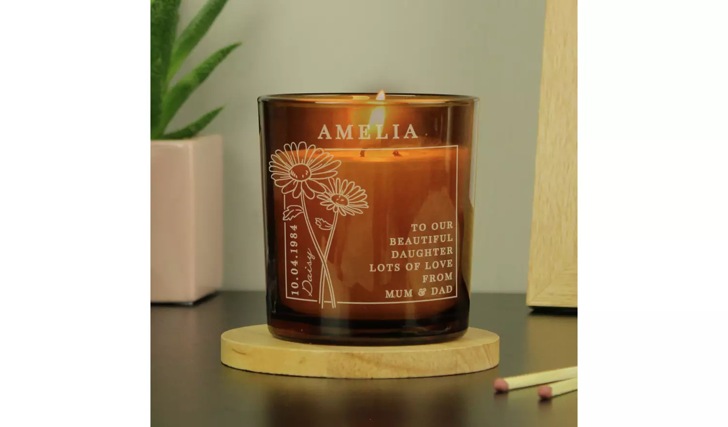 Personalised Message April Birth Flower Candle - Vanilla