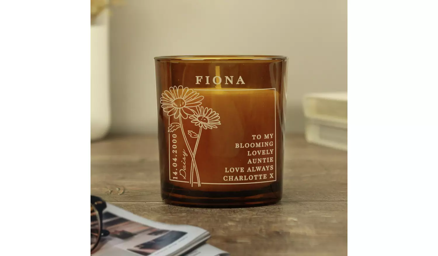 Personalised Message April Birth Flower Candle - Vanilla