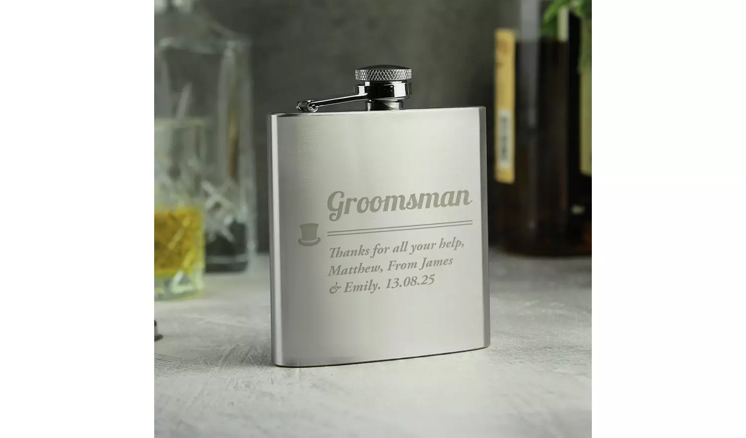 Personalised Message Groomsman Hip Flask - 170ml