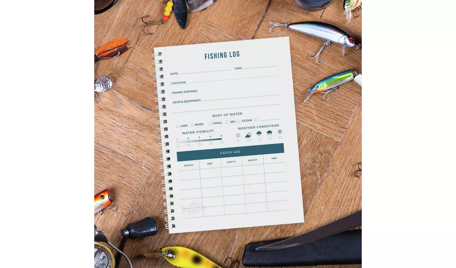 Personalised Message A5 40 Page Fishing Log Book