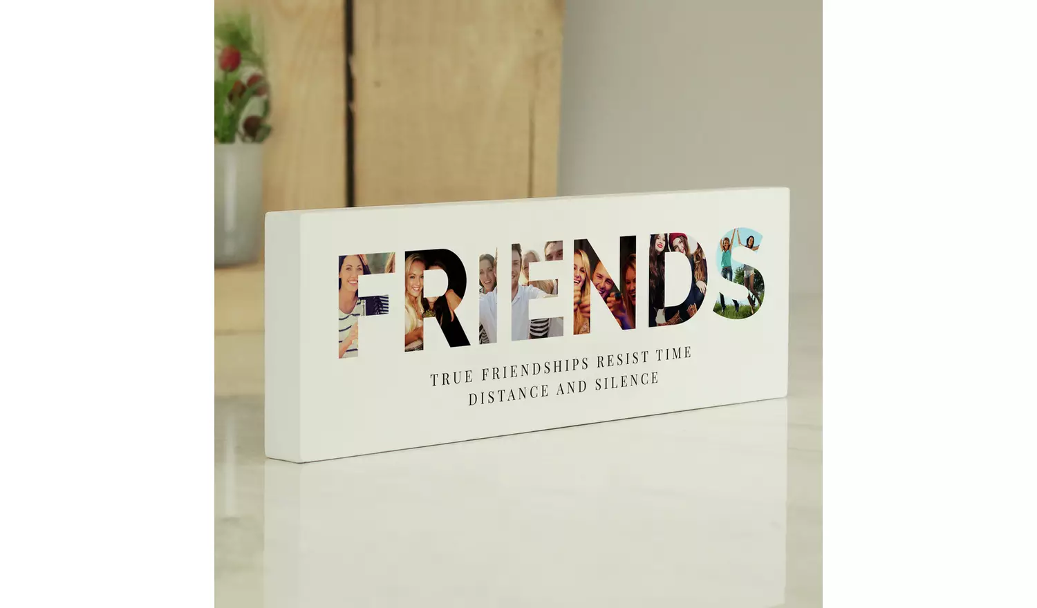 Personalised Message Friends Photo Upload Wooden Ornament