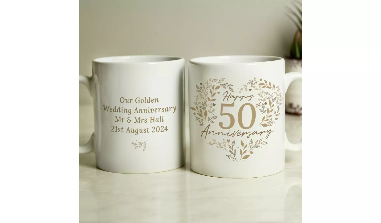 Personalised Message 50th Golden Wedding Anniversary Mug