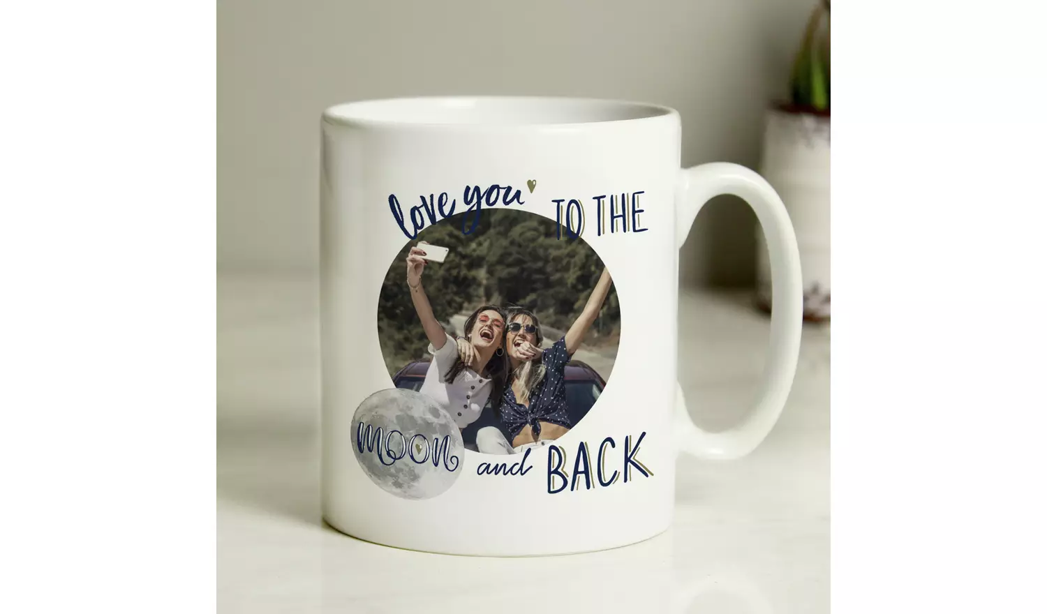 Personalised Message Moon And Back Photo Upload Mug