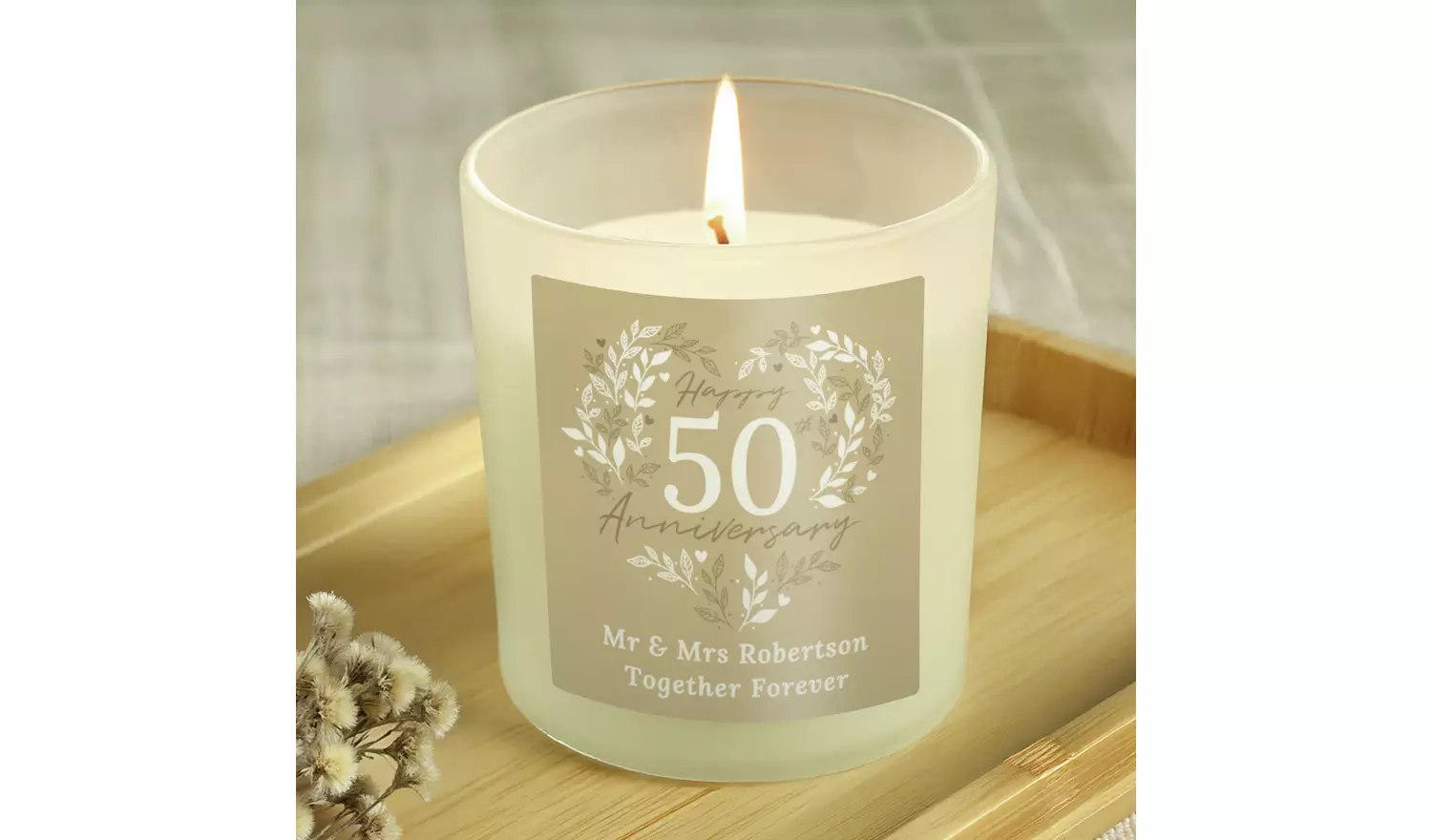 Personalised Message 50th Wedding Anniversary Candle Jar