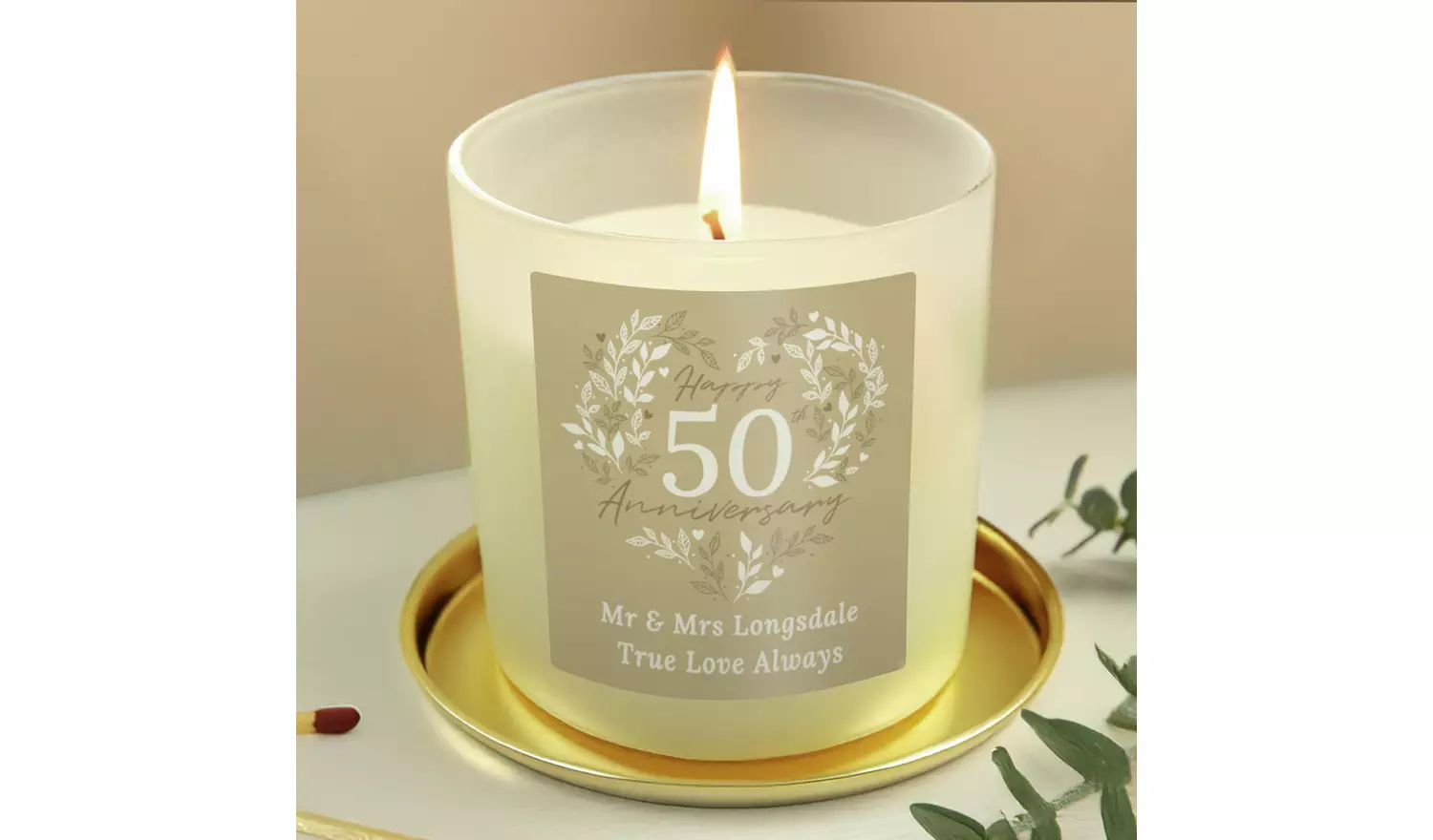 Personalised Message 50th Wedding Anniversary Candle Jar