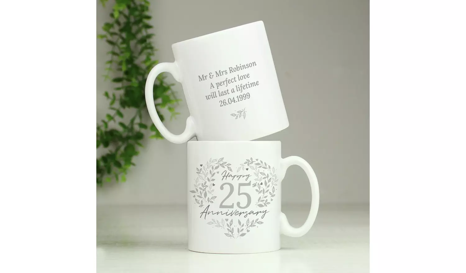 Personalised Message 25th Silver Wedding Anniversary Mug