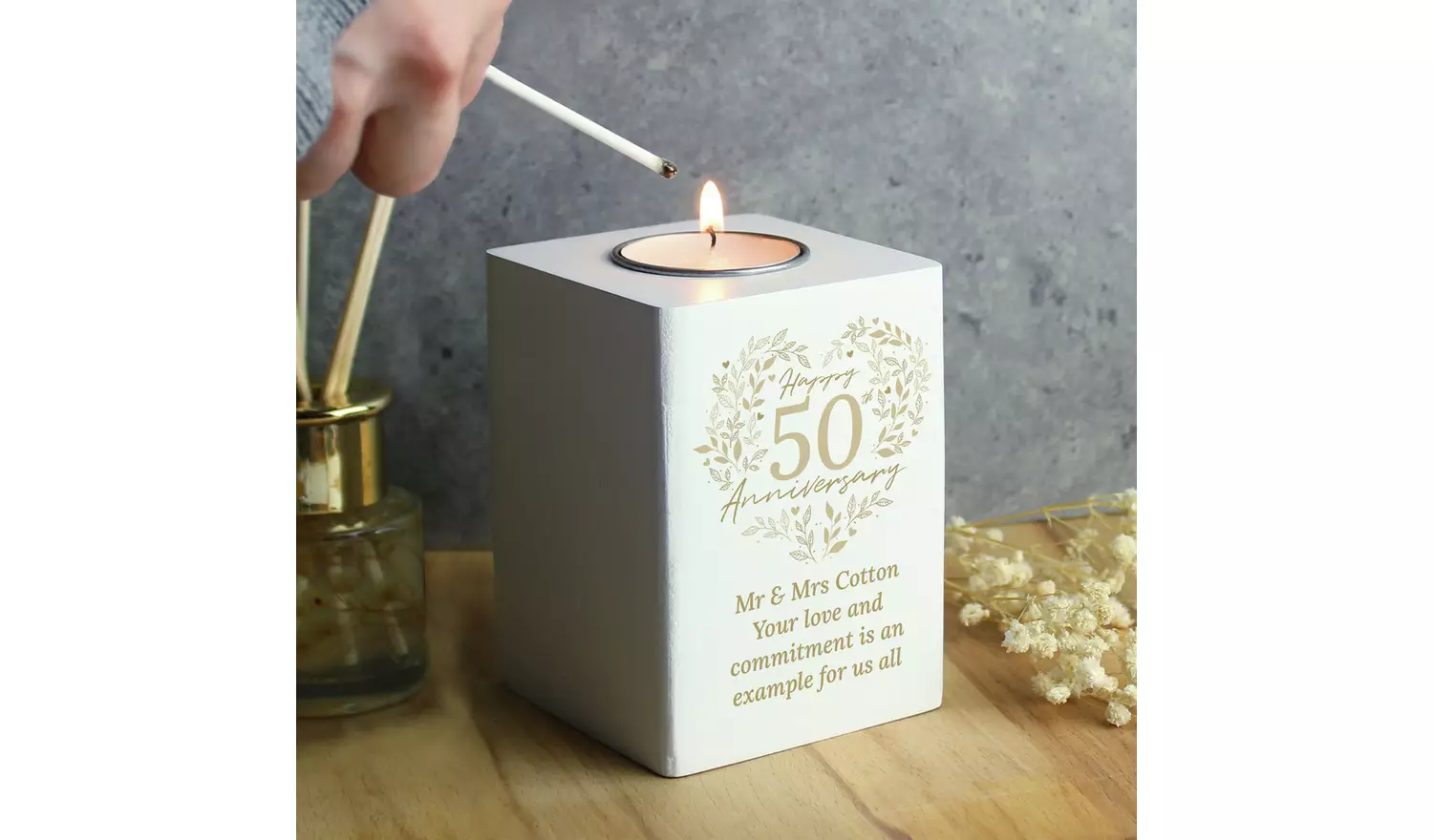 Personalised Message 50th Anniversary Tea Light Holder