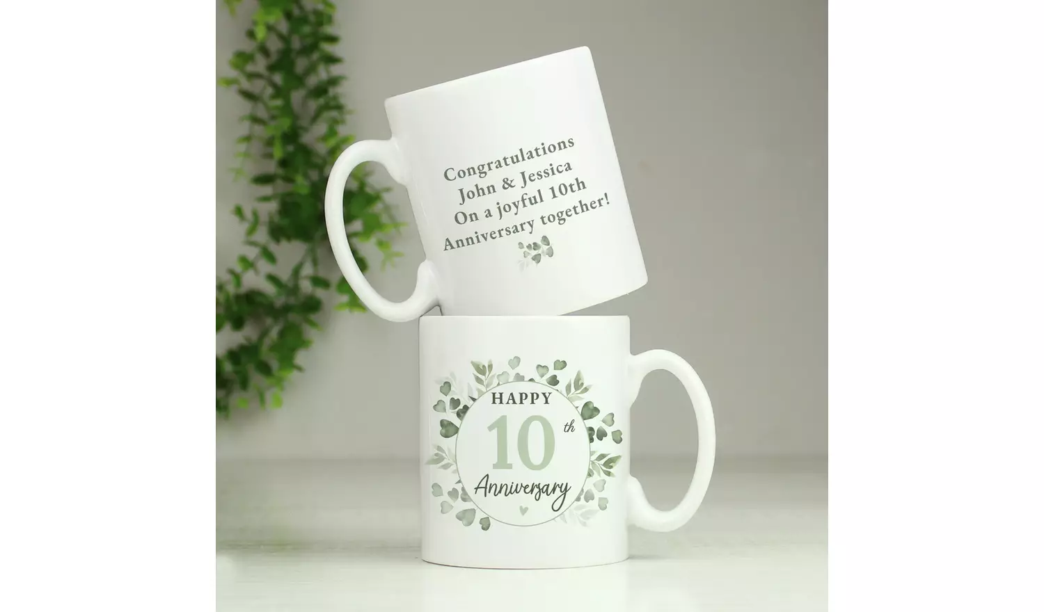 Personalised Message Botanical Anniversary Mug