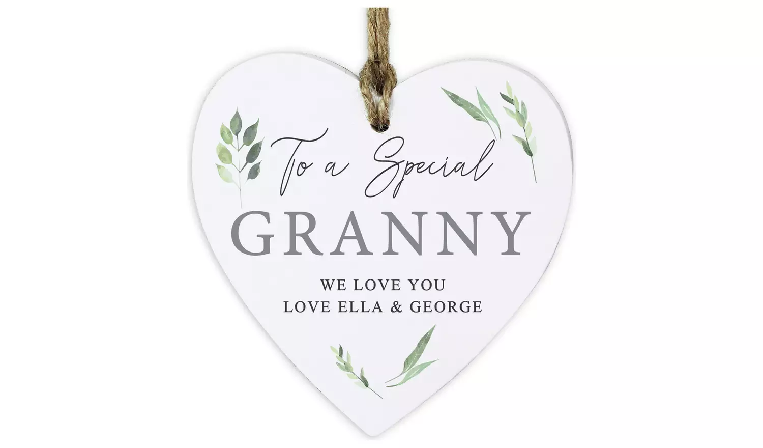 Personalised Message Botanical Wooden Heart Decoration
