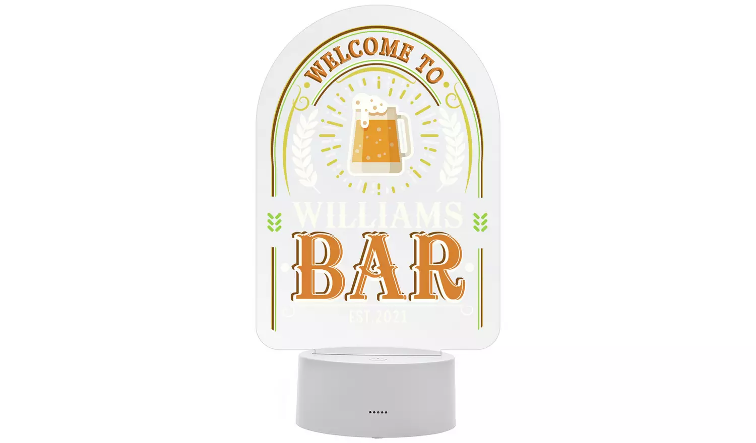 Personalised Message Welcome To bar LED Night Light