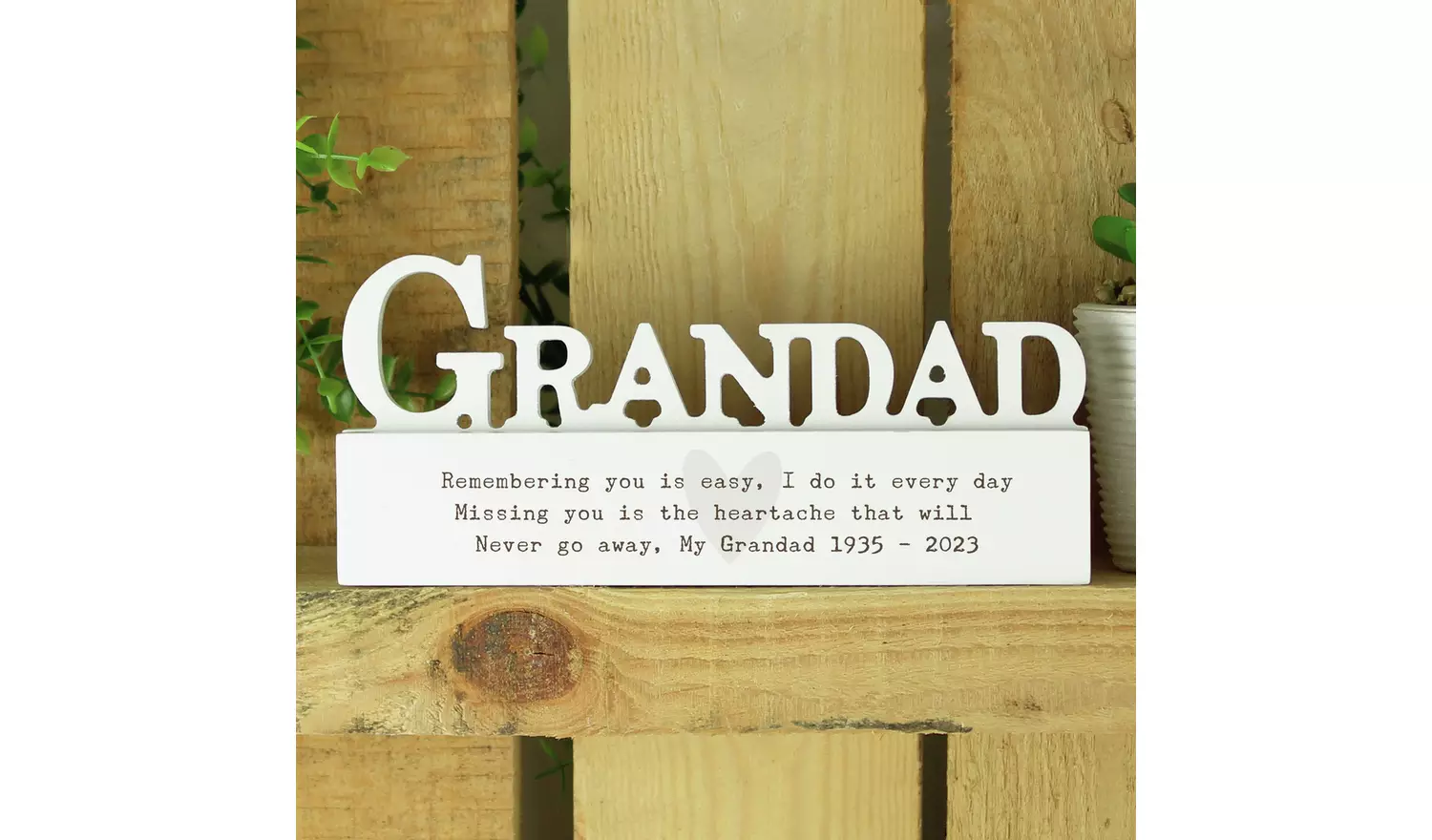 Personalised Message Free Text Heart Wooden Grandad Ornament