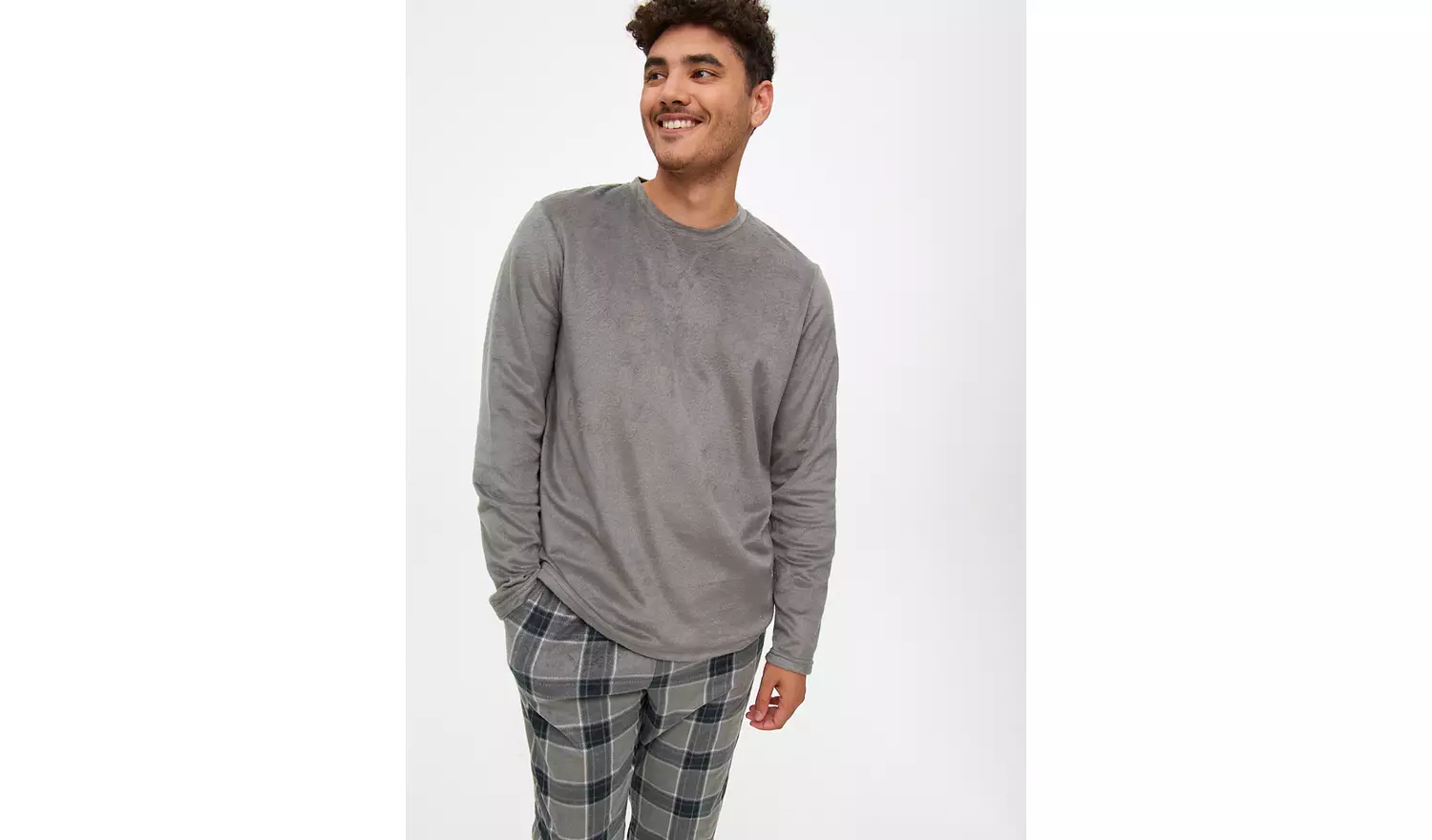 Grey Long Sleeve Fleece Pyjamas XL