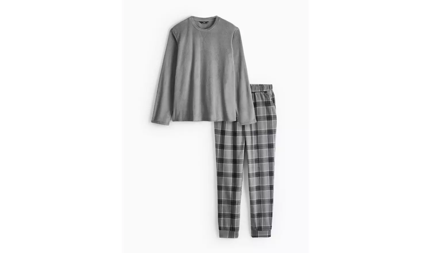 Grey Long Sleeve Fleece Pyjamas M