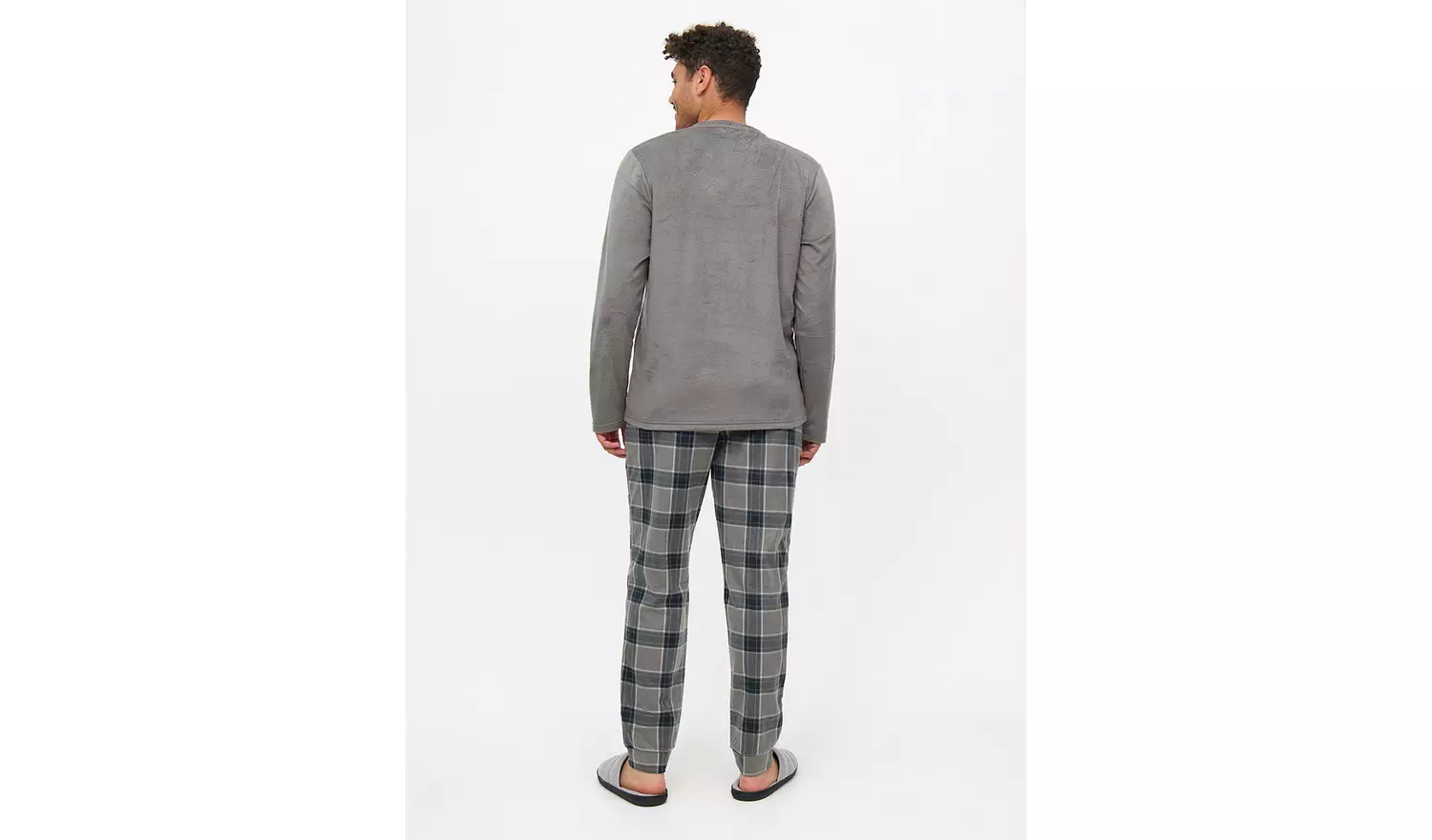 Grey Long Sleeve Fleece Pyjamas S