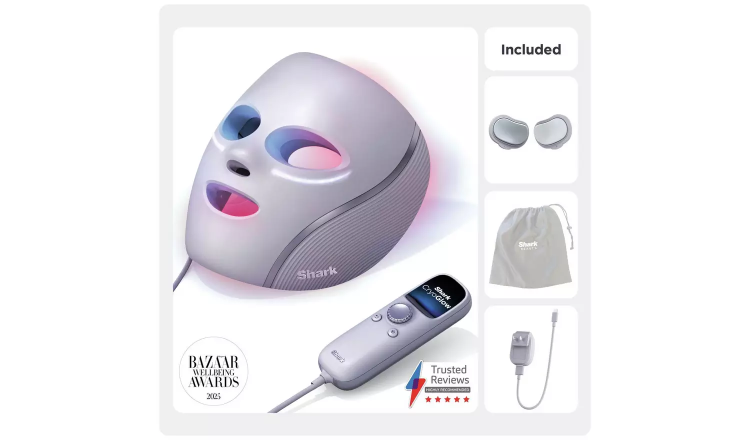 Shark CryoGlow Under-Eye Cooling LED Face Mask - Lilac
