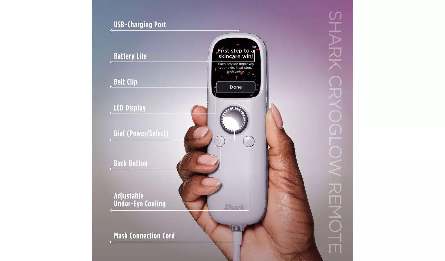 Shark CryoGlow Under-Eye Cooling LED Face Mask - Lilac