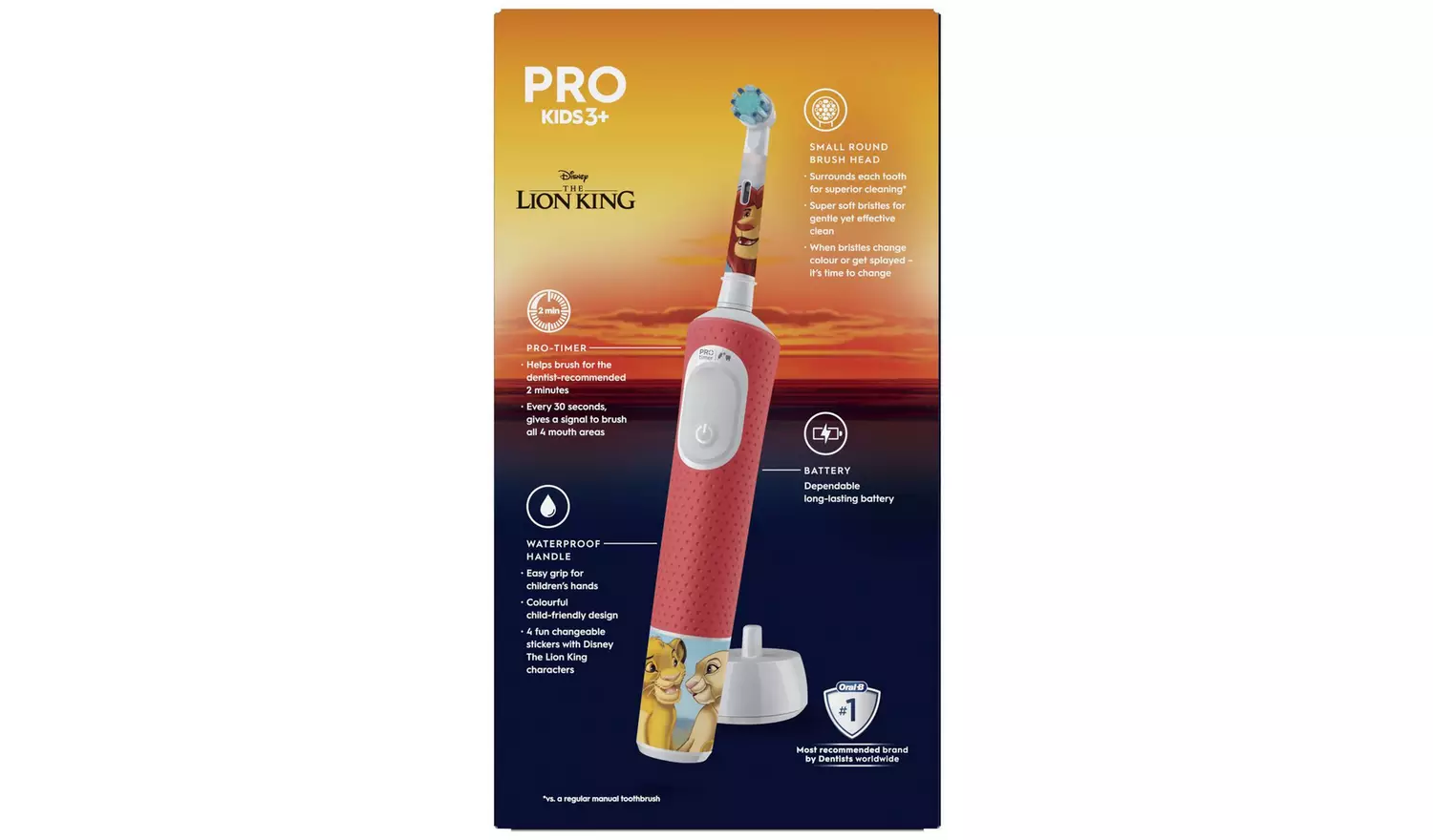 Oral-B Lion King Kids Electric Toothbrush - Red