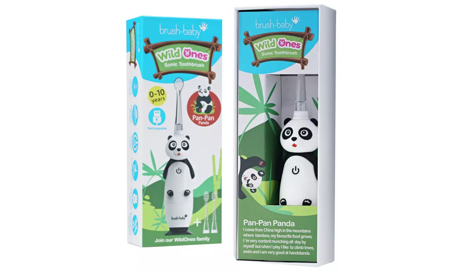 brush-baby WildOnes Panda Electric Toothbrush - White
