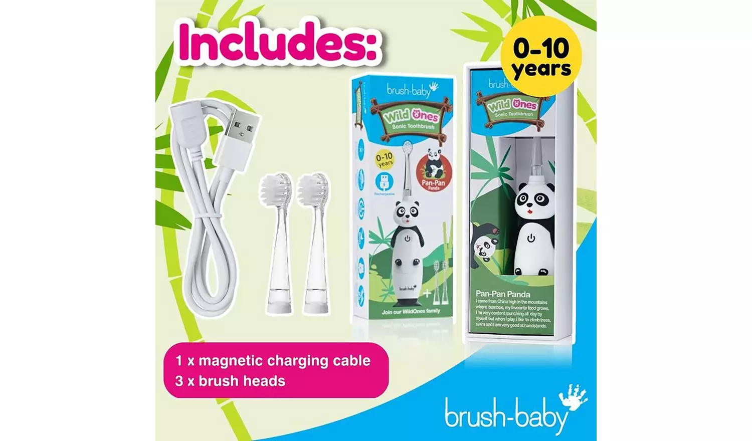 brush-baby WildOnes Panda Electric Toothbrush - White