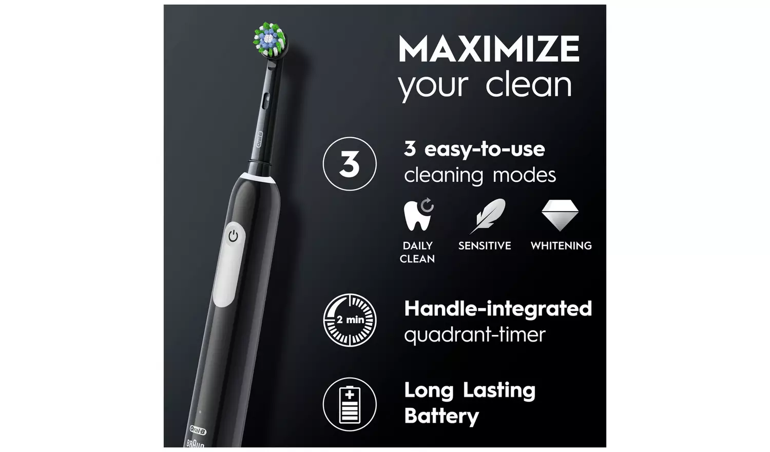 Oral-B Pro 1 Duo Pack Electric Toothbrush – Black/Pink