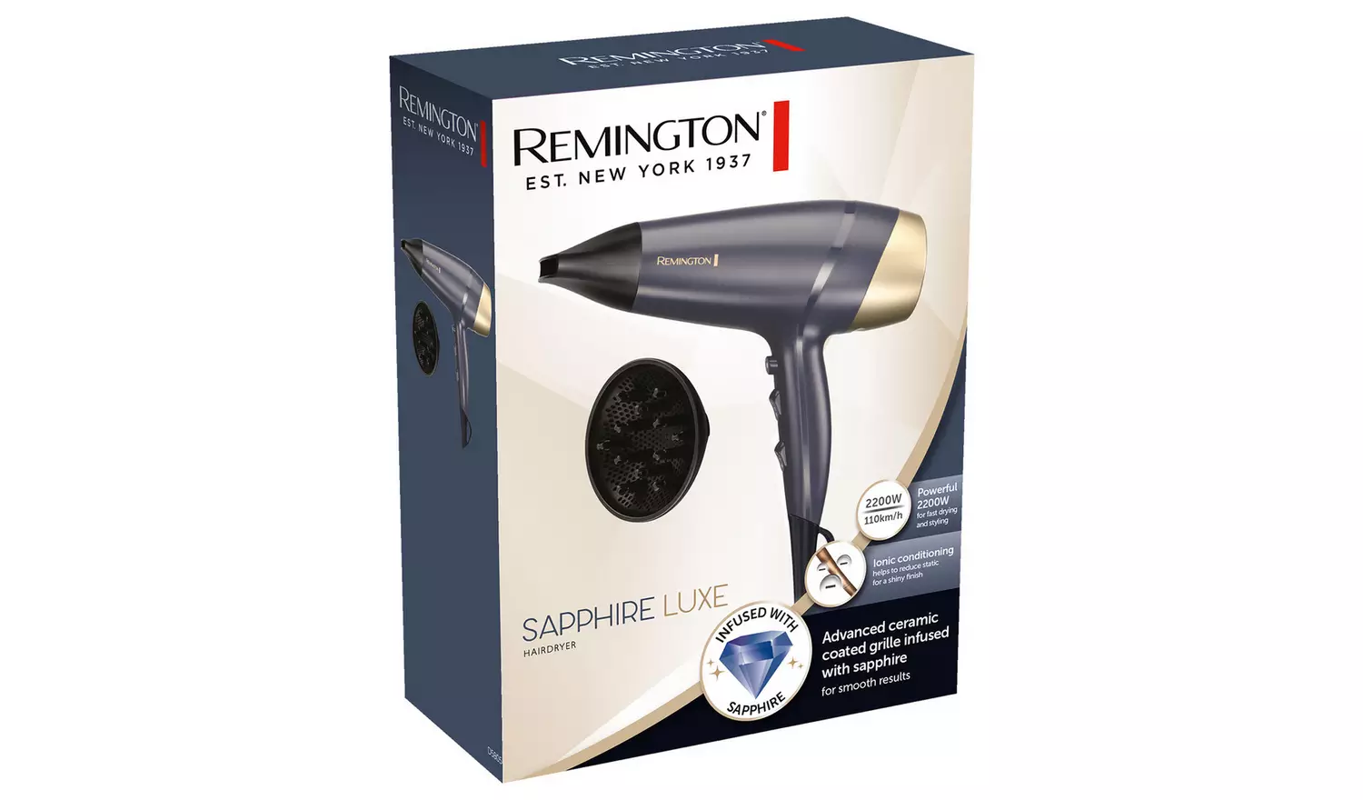 Remington Sapphire Luxe Hair Dryer with Diffuser D5805