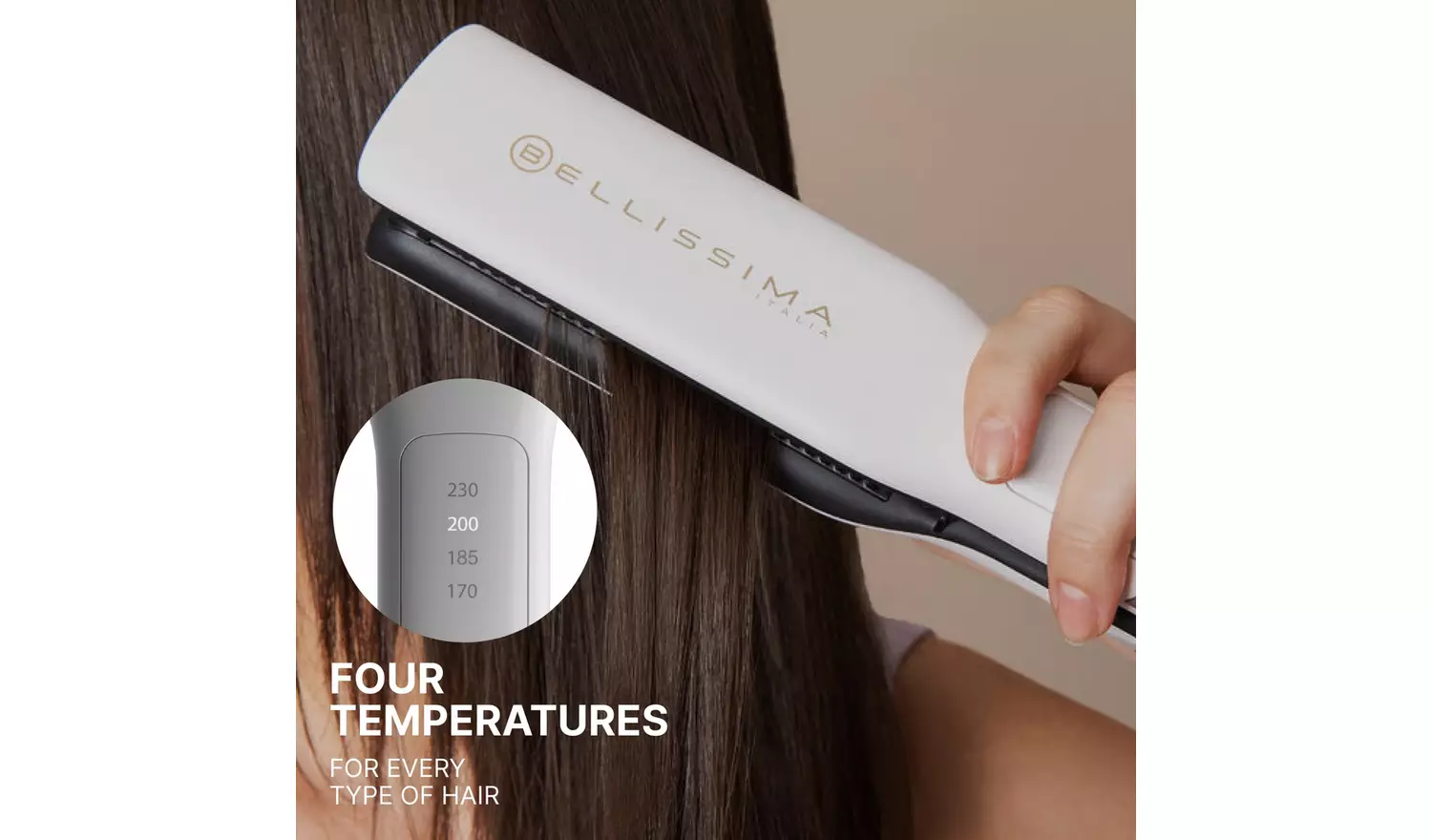 Bellissima 11865 Steam Elixir Hair Straightener - White