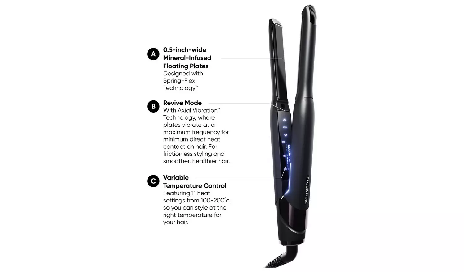 CLOUD NINE C9-PS1.0 Slim Iron Hair Straightener - Black